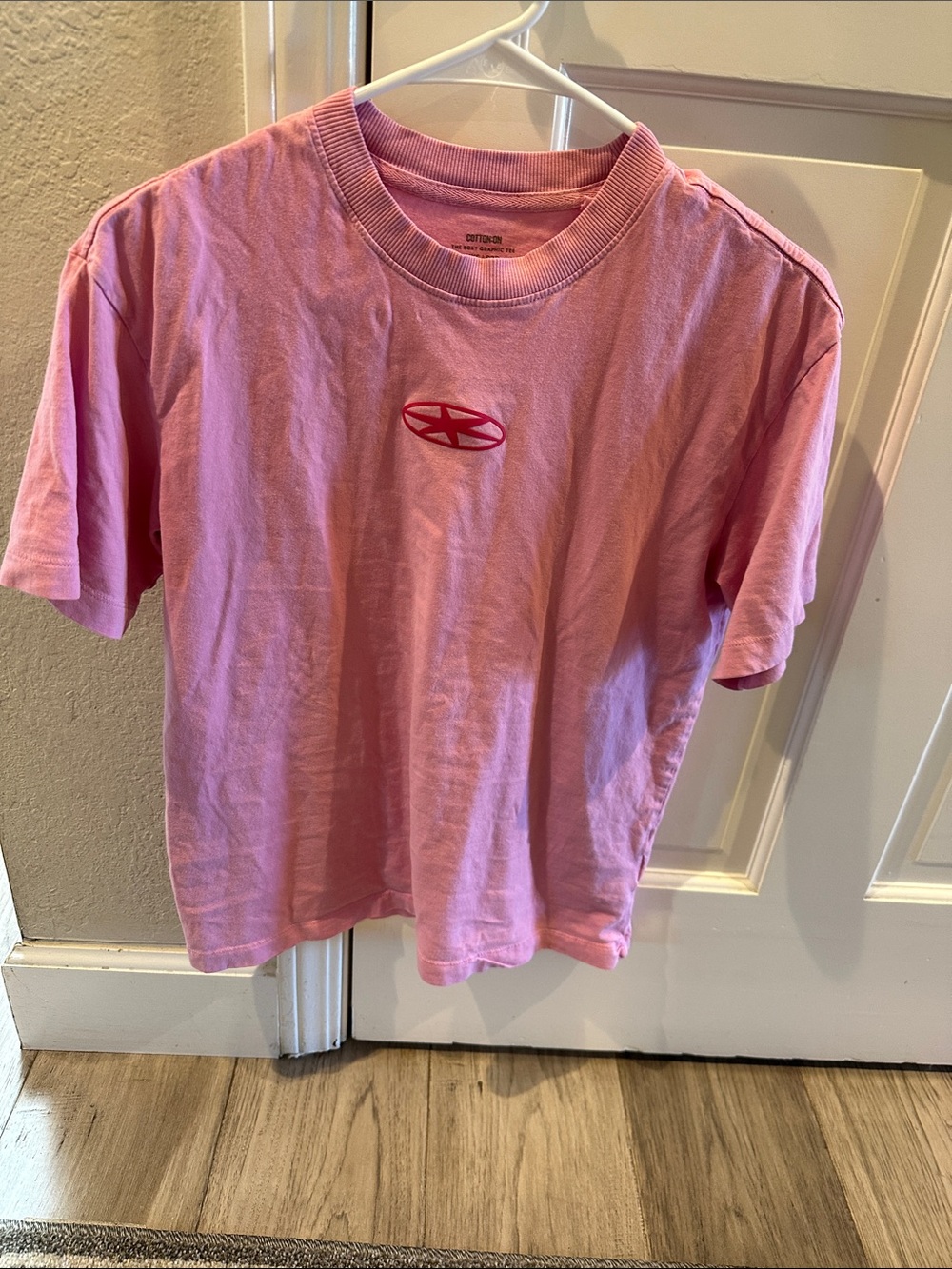 Cotton On Pink Short Sleeve Tee with Small Red Logo